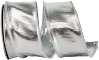 Silver Metallic Deluxe Wired Edge Ribbon 2-1/2 Inch
