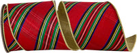 4 Inch Red Green Multicolor Plaid Wired Edge Ribbon