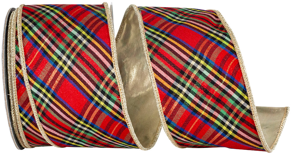 Red 2-1/2 Inch Classic Plaid Wired Edge Ribbon