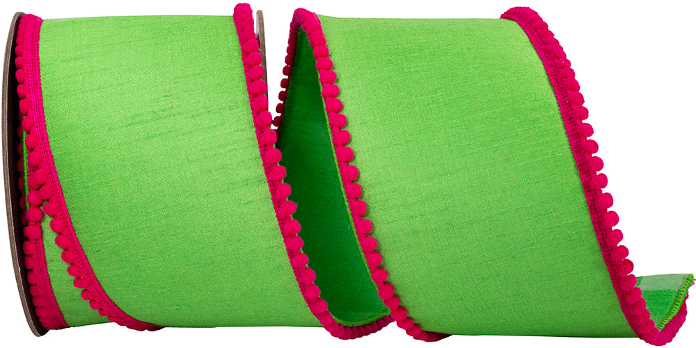 4 Inch Citrus Fuchsia Wired Edge Ribbon for Wreaths and Bows