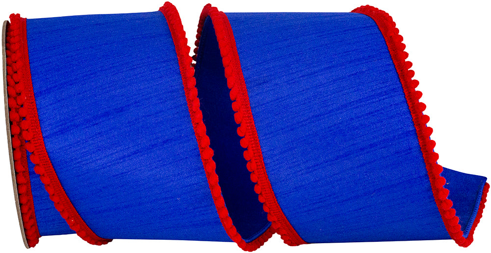 Royal Red 4 Inch Wired Edge Dupioni Ribbon for Wreaths
