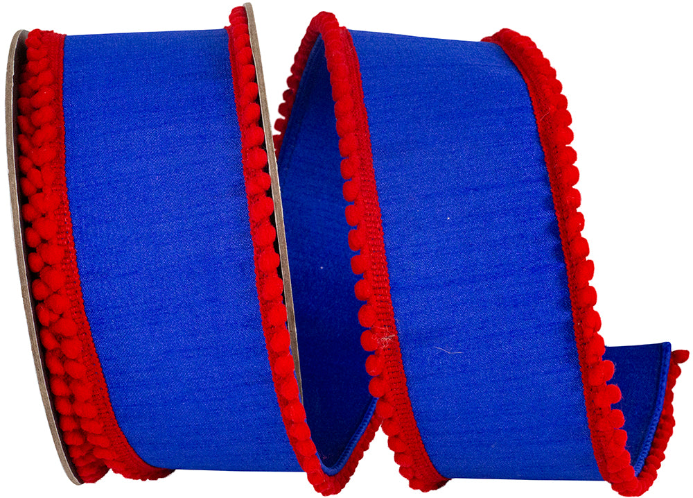 Royal Red 2-1/2 Inch Dupioni Wired Edge Ribbon