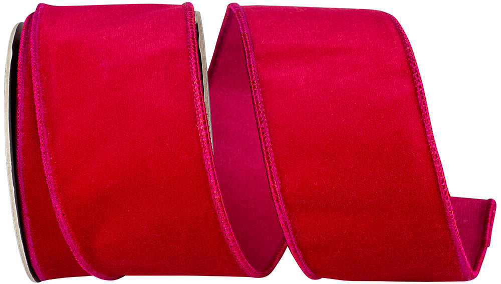 Fuchsia 2-1 2 Inch Velvet Touch Fuchsia Deluxe Wired Edge Ribbon for Wreaths & Bows
