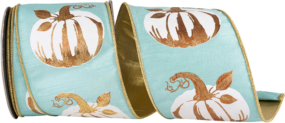 Teal 4 Inch Wired Edge Ribbon for Wreaths and Bows