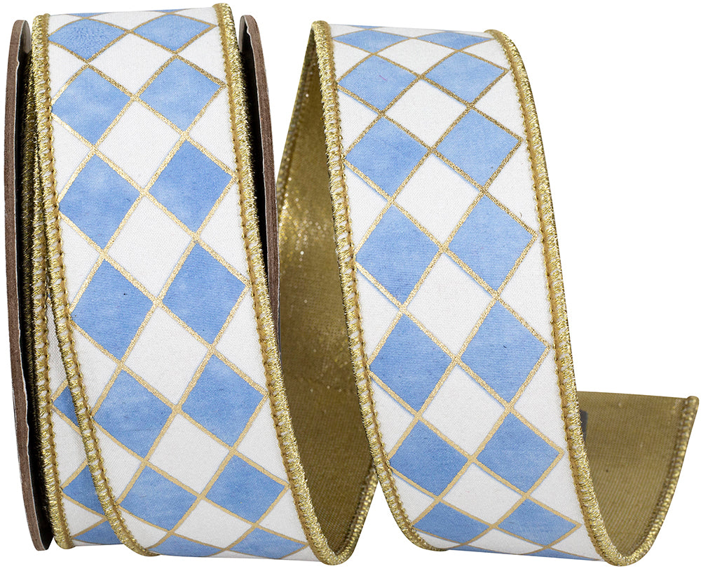 Harlequin Gilded Wired Edge Ribbon 1-1/2 Inch White/French