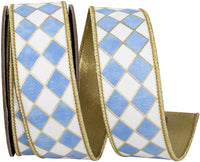 Harlequin Gilded Wired Edge Ribbon 1-1/2 Inch White/French