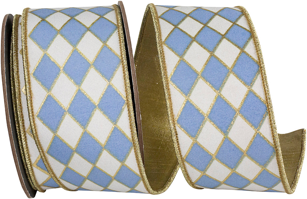 Harlequin Gilded Wired Edge Ribbon 2-1/2 Inch White/French