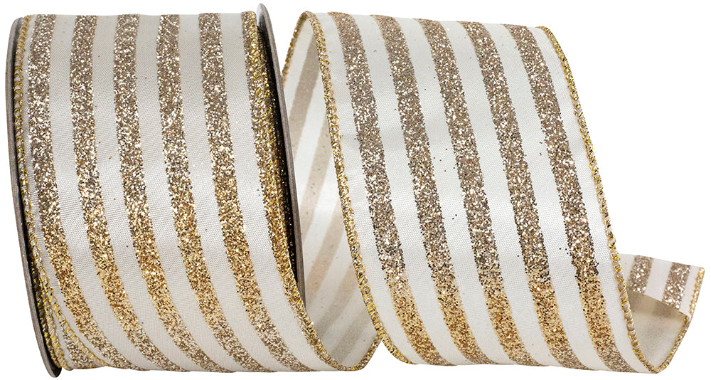 Gold Silver Wired Edge Ribbon 2-1/2 Inch for Wreaths
