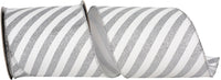 Glitter Bling Wired Edge Ribbon White Silver 4 Inch