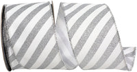 White Silver Glitter Bling Wired Edge Ribbon 2-1/2 Inch