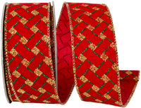 Red Velvet Glitter Wired Edge Ribbon 1-1/2 Inch for Bows