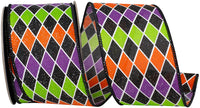 Halloween Glitter Wired Edge Ribbon Multi 2-1/2 Inch