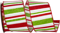 Holiday Glitter Bars Wired Edge Ribbon Multi 2-1/2 Inch