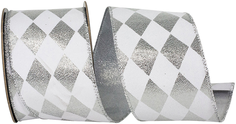 Shiny Diamond Metallic Ribbon White Silver 2-1/2 Inch