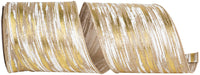 Birch Bark Metallic Linen Ribbon Ivory Gold 4 Inch