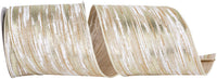 Birch Bark Metallic Linen Ribbon 4 Inch Ivory Silver