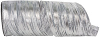 Birch Bark Metallic Wired Edge Ribbon White Silver 4 Inch