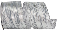 Birch Bark Metallic Wired Edge Ribbon White Silver 2-1/2 Inch