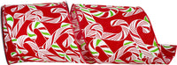 Red 4 Inch Candy Cane Sundry Tossed Wired Edge Ribbon for Wreaths & Bows