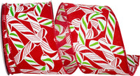 Red 2-1 2 Inch Candy Cane Sundry Tossed Wired Edge Ribbon for Wreaths & Bows