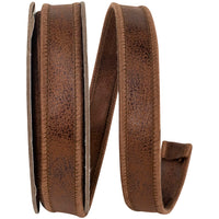 Brown 7/8 Inch Leather Wired Edge Ribbon for Wreaths