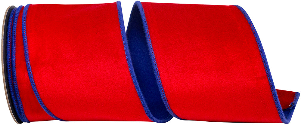 4 Inch Red Royal Velvet Touch Wired Edge Ribbon
