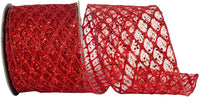 Red Glitter Sequin Wired Edge Ribbon 4 Inch for Bows
