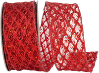 Red Glitter Sequin Wired Edge Ribbon 2-1/2 Inch for Bows