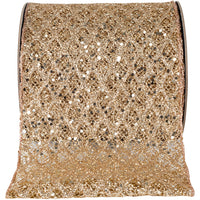 Platinum 6 Inch Wired Edge Glitter Sequin Ribbon