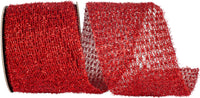 Red 4 Inch Glitter Metallic Wired Edge Ribbon
