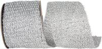 Silver Glitter Metallic Wired Edge Ribbon 4 Inch 10Yds