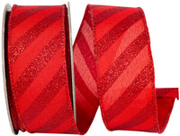 Red Glitter Bling Wired Edge Ribbon 1-1/2 Inch for Wreaths