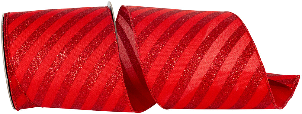 Red Glitter Bling Wired Edge Ribbon 4 Inch for Wreaths