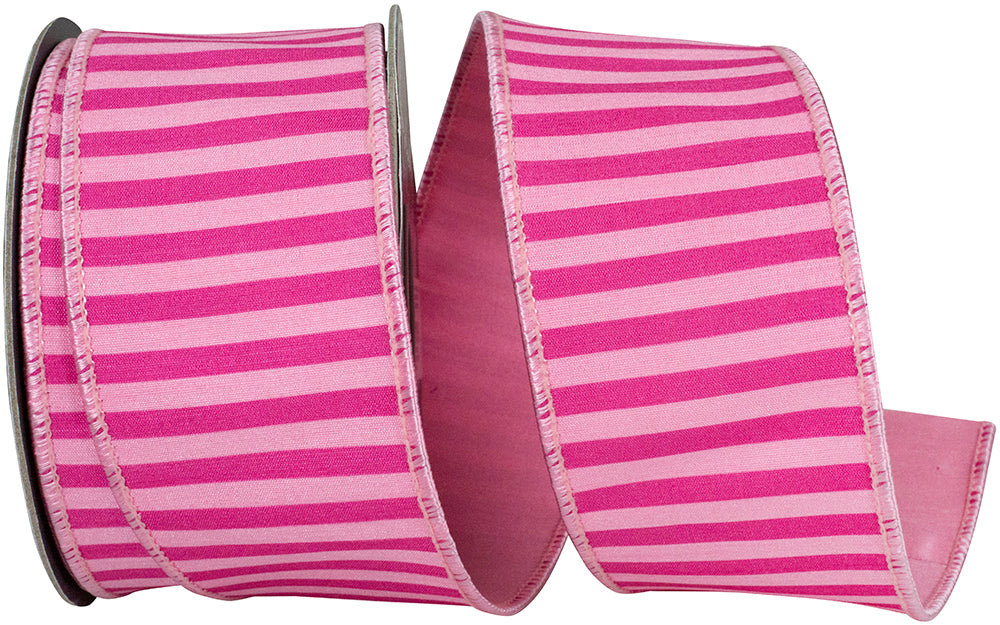 Fuchsia Pink 2-1 2 Inch Bar Striped Dupioni Deluxe Backed Wired Edge Ribbon for Wreaths & Bows