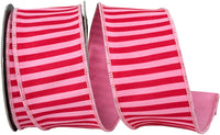 Pink Red 2-1 2 Inch Bar Striped Dupioni Deluxe Backed Wired Edge Ribbon for Wreaths & Bows