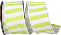 Lime 2-1 2 Inch Cabana Stripe Deluxe Fused Wired Edge Ribbon for Wreaths & Bows