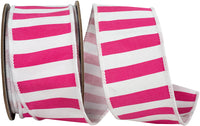 Fuchsia 2-1 2 Inch Cabana Stripe Deluxe Fused Wired Edge Ribbon for Wreaths & Bows