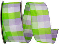 Celine Check Wired Edge Ribbon Citrus Lavender 1-1/2 Inch