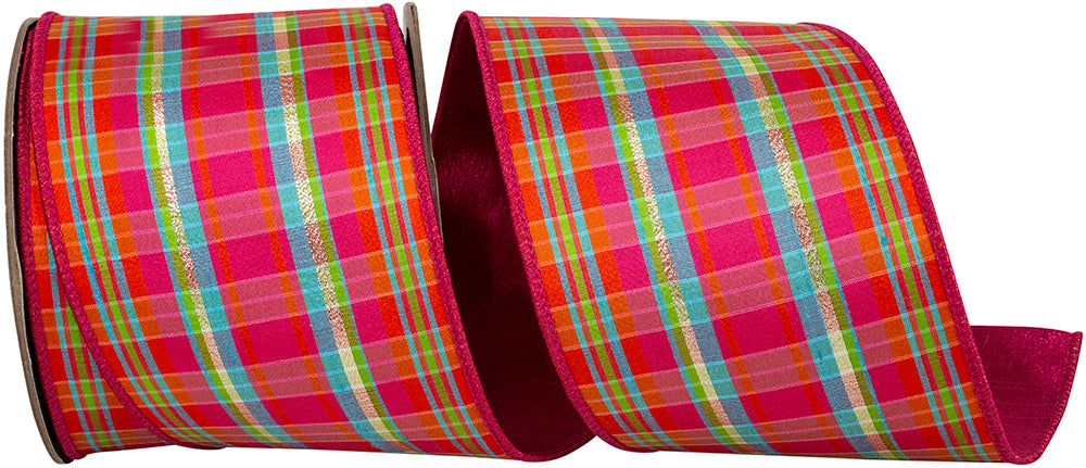 Multi 4 Inch Festive Stripes Wired Edge Ribbon for Wreaths & Bows