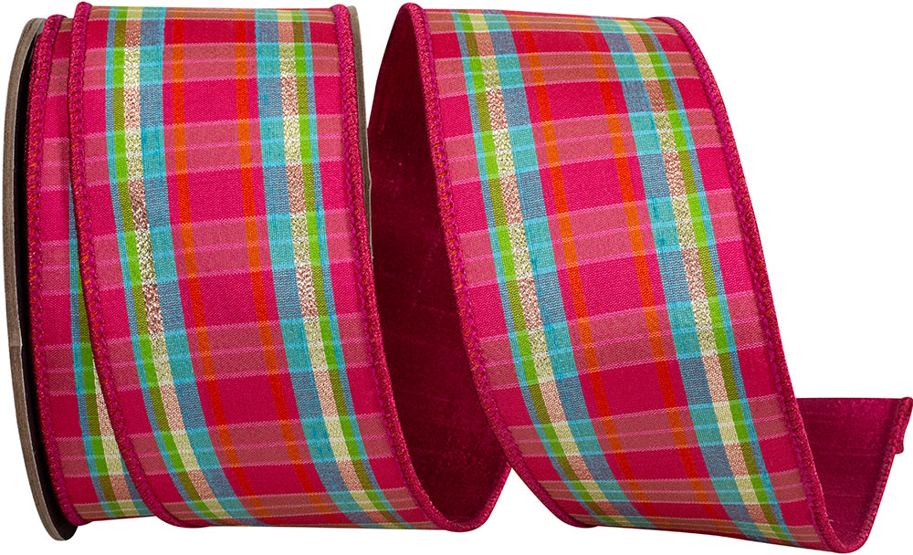 Multi 2-1 2 Inch Festive Stripes Wired Edge Ribbon for Wreaths & Bows
