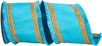 Turquoise 4 Inch Wired Edge Ribbon for Wreaths and Bows