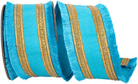 Turquoise 2-1/2 Inch Wired Edge Dupioni Ribbon for Bows
