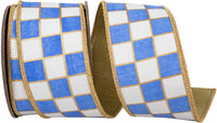 Gilded Check Outlined White French 2-1/2 Inch Ribbon