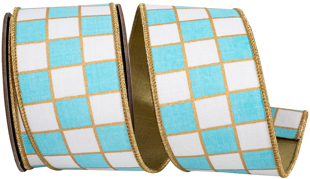 Turquoise 2-1/2 Inch Metallic Wired Edge Ribbon