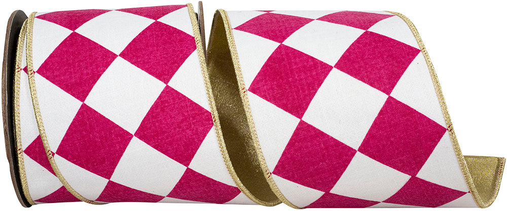 Fuchsia 4 Inch Wired Edge Metallic Ribbon for Wreaths