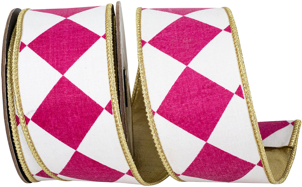 Fuchsia Wired Edge Ribbon 2-1/2 Inch Metallic Backed