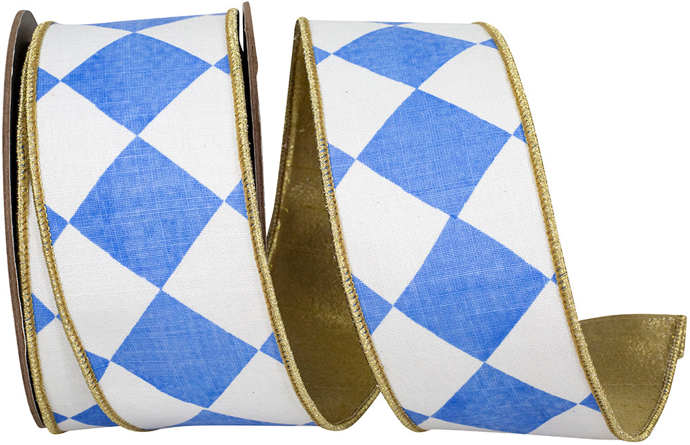 Grand Diamond Metallic Backed Wired Edge Ribbon French 2-1/2 Inch