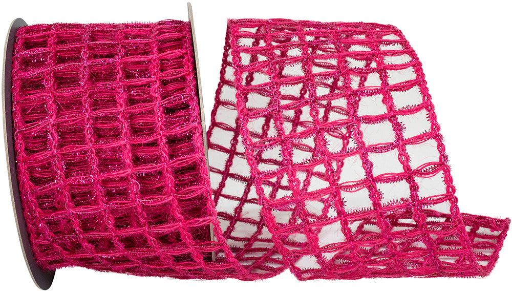 Fuchsia Wired Edge Ribbon 4 Inch Jute for Wreaths and Bows
