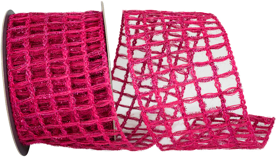 Fuchsia Wired Edge Ribbon 4 Inch Jute for Wreaths and Bows