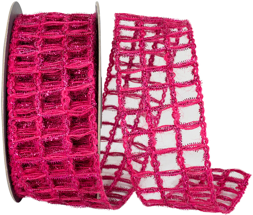 Fuchsia Wired Edge Ribbon 2-1/2 Inch Grand Jute Box